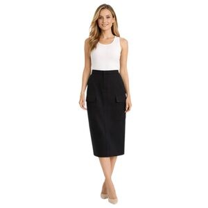 Zara Ponte Midi Cargo Skirt Size USA Large Whimsygoth, Minimalist, Utility